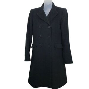 Theory Ellery Explorer 78% Virgin Wool Black Double Breasted Coat Size S